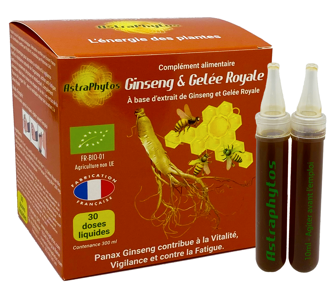 Miel au Ginseng et Gelée Royale Bio - Évite la baisse de régime. Dynamise  l'organisme. Pouvoir antioxydant.